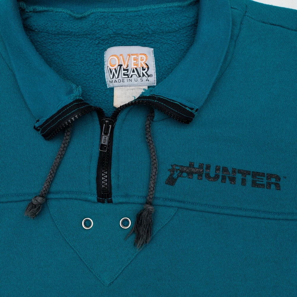 Vintage 80s 1/4 Zip The Hunter Brand Gun Print Sweatshirt Made in USA XL Mens - Picture 3 of 5